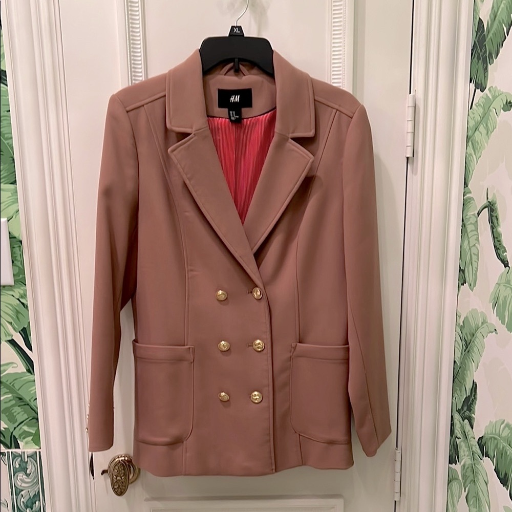 H&M Women's Brown Blazer with Gold Buttons